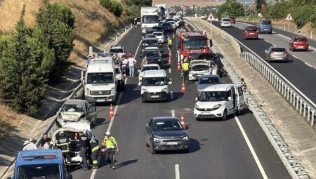 Tekirdağ’da Zincirleme Kaza! 1 Kişi Yaralandı!